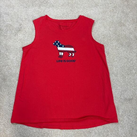 Life Is Good Set Of 2 Women's Tank Tops Summer Ice Cream Dog America Size M - Picture 4 of 7